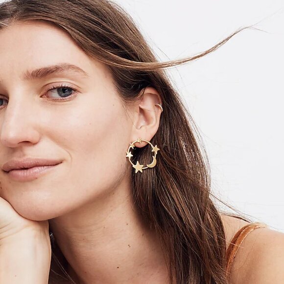 Madewell Star and Moon Hoop Earrings - Picture 2 of 3